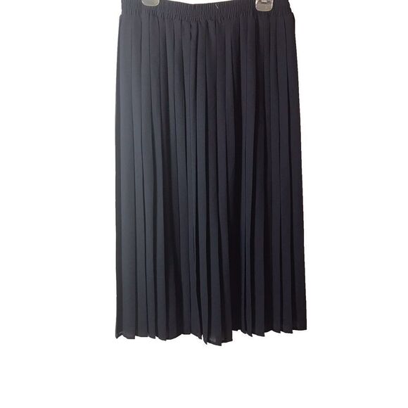 Vintage Special Effect Black Elegant Women's Midi Pleated Skirt Size 12-14 - Picture 1 of 7